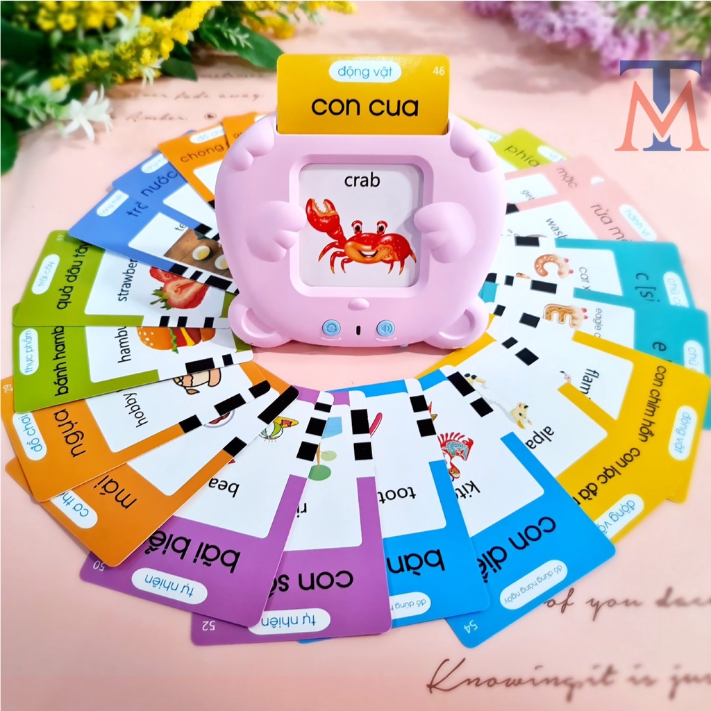 Máy đọc thẻ Song Ngữ Anh Việt, máy đọc thẻ tiếng anh flashcard 225 thẻ 510 từ khoá và 29 chủ đề