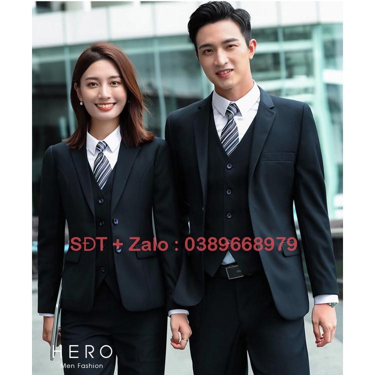 Bộ Vest Nam Cao Cấp 2 Cúc màu đen, Bộ Suit Nam 2 khuy chất vải sịn màu đen