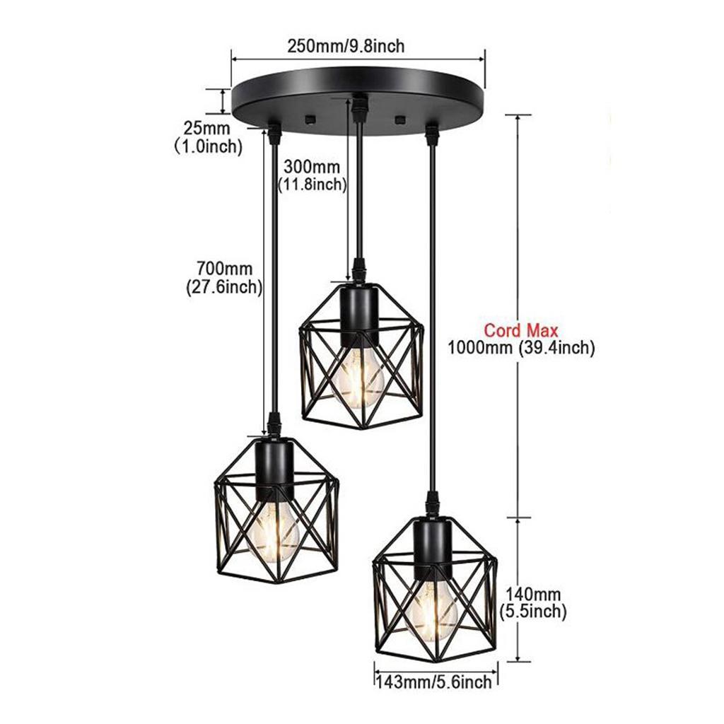 Ceiling Pendant Light 220V LED Retro  Iron Chandelier for Bedroom