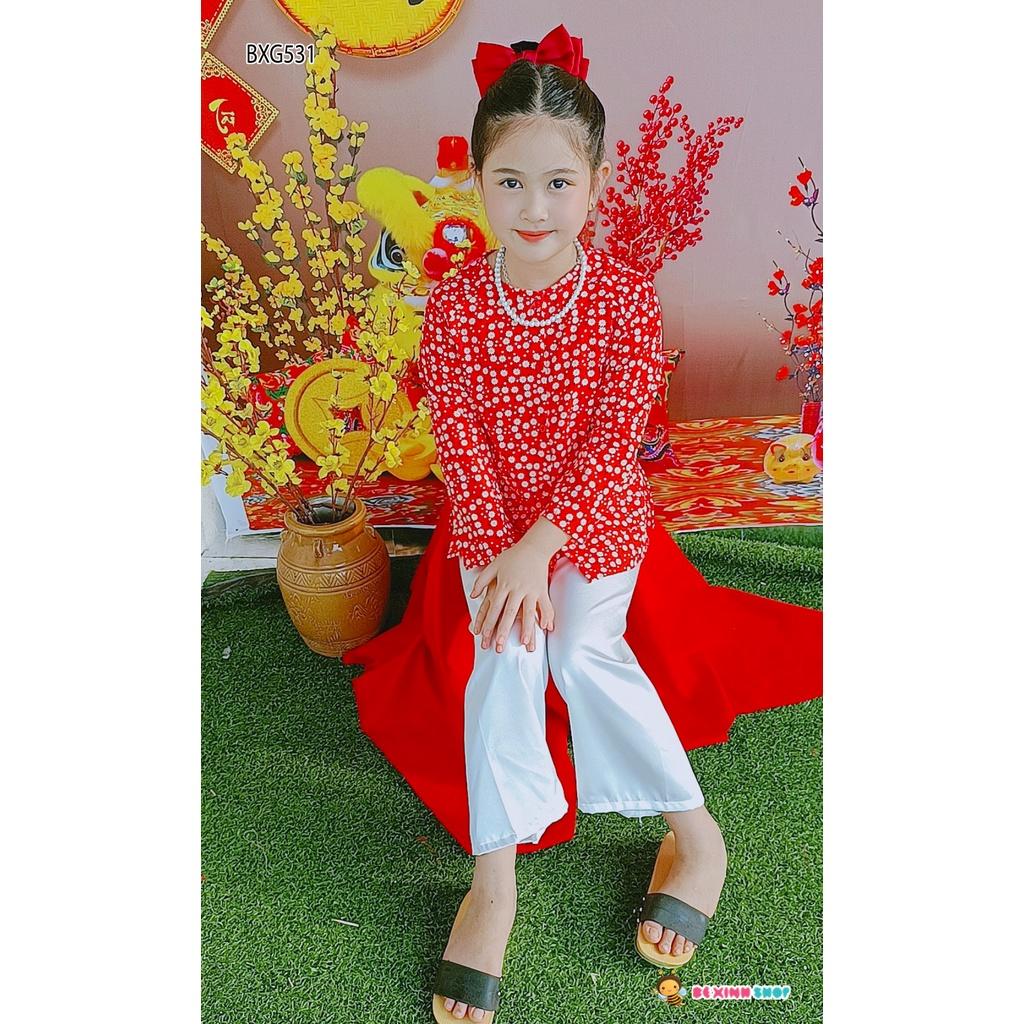 Bộ Áo Bà Ba Tặng Kèm Vòng Chuỗi Hạt Dễ Thương Cho Bé Gái 15kg-40kg BXG531