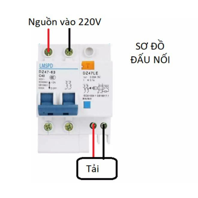 Cầu dao ngắt tự động chống rò dòng, chống giật, bảo vệ quá tải, LW 2P 63A