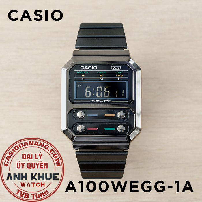 Đồng hồ unisex dây kim loại Casio Standard chính hãng Anh Khuê A100WEGG-1ADF