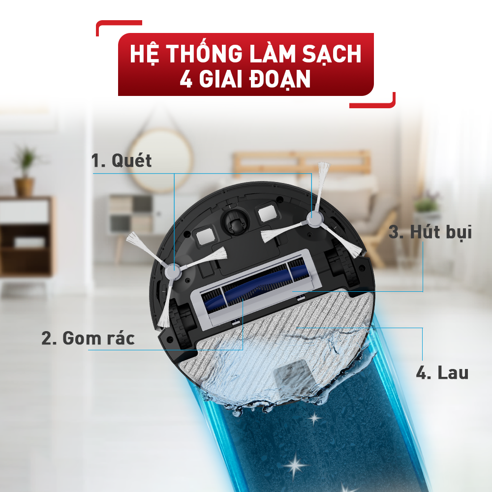 Robot hút bụi lau nhà Tefal RG7865WH - Đen - Hàng chính hãng
