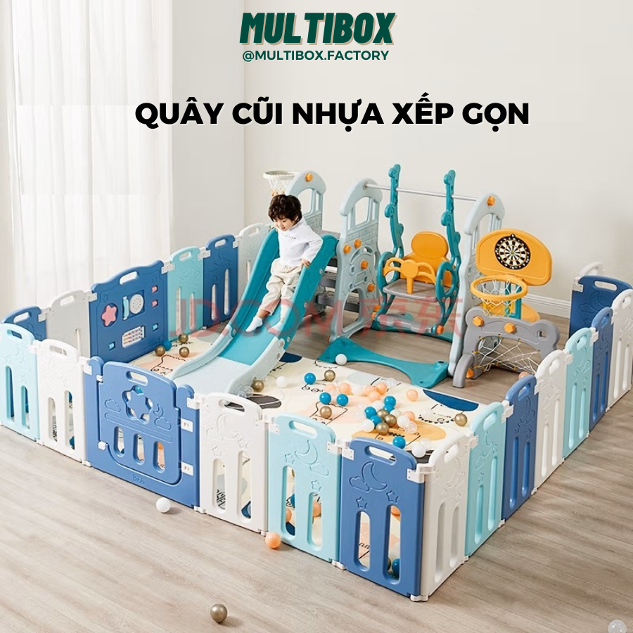 Quây Nhựa HDPE An Toàn Cho Trẻ, Cũi Em Bé Gấp Gọn Có Giác Hút Chặt Dưới Sàn Dễ Dàng Bung Ra Và Xếp Lại