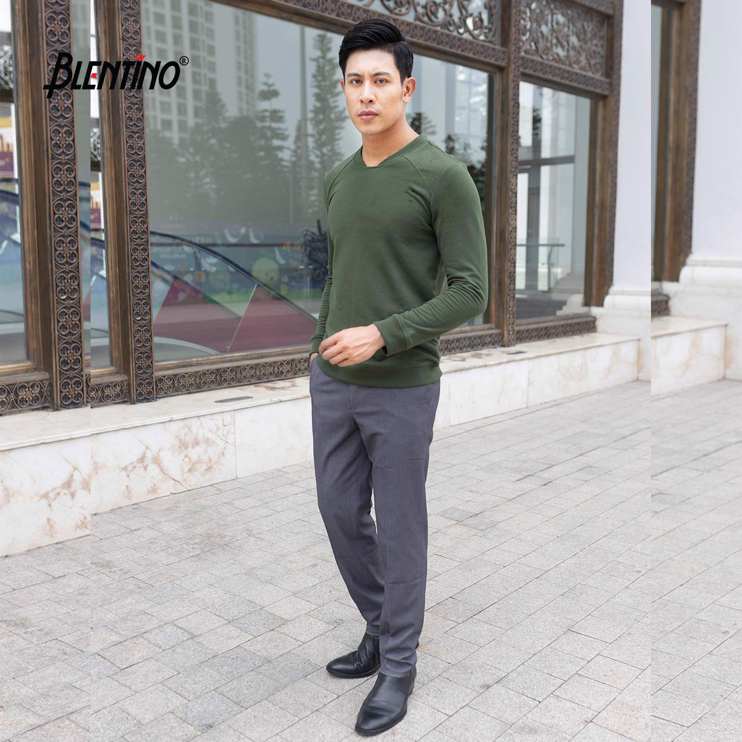 Blentino Áo Nỉ thu đông cổ tim BANTD-03