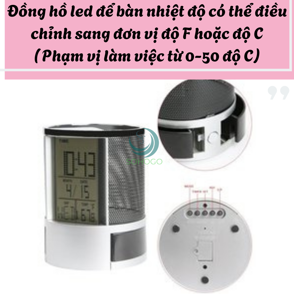 HỘP CẮM BÚT ĐA NĂNG KÈM ĐỒNG HỒ ĐIỆN TỬ HỘP BÚT ĐA NĂNG 3 TRONG 1 – ĐỒNG HỒ, LỊCH &amp; NGĂN ĐỰNG TIỆN LỢI
