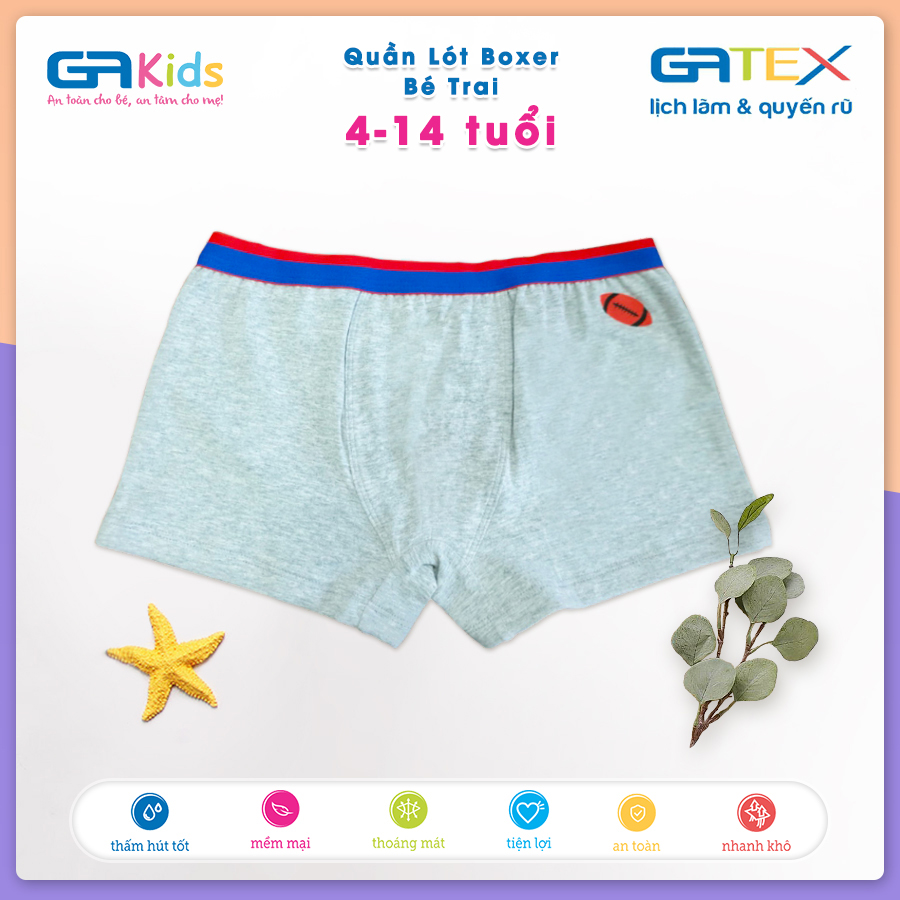 Set Combo 3 Quần Lót Boxer Cho Bé Trai GATEX Cotton Cao Cấp GAKIDS từ 4 đến 14 tuổi