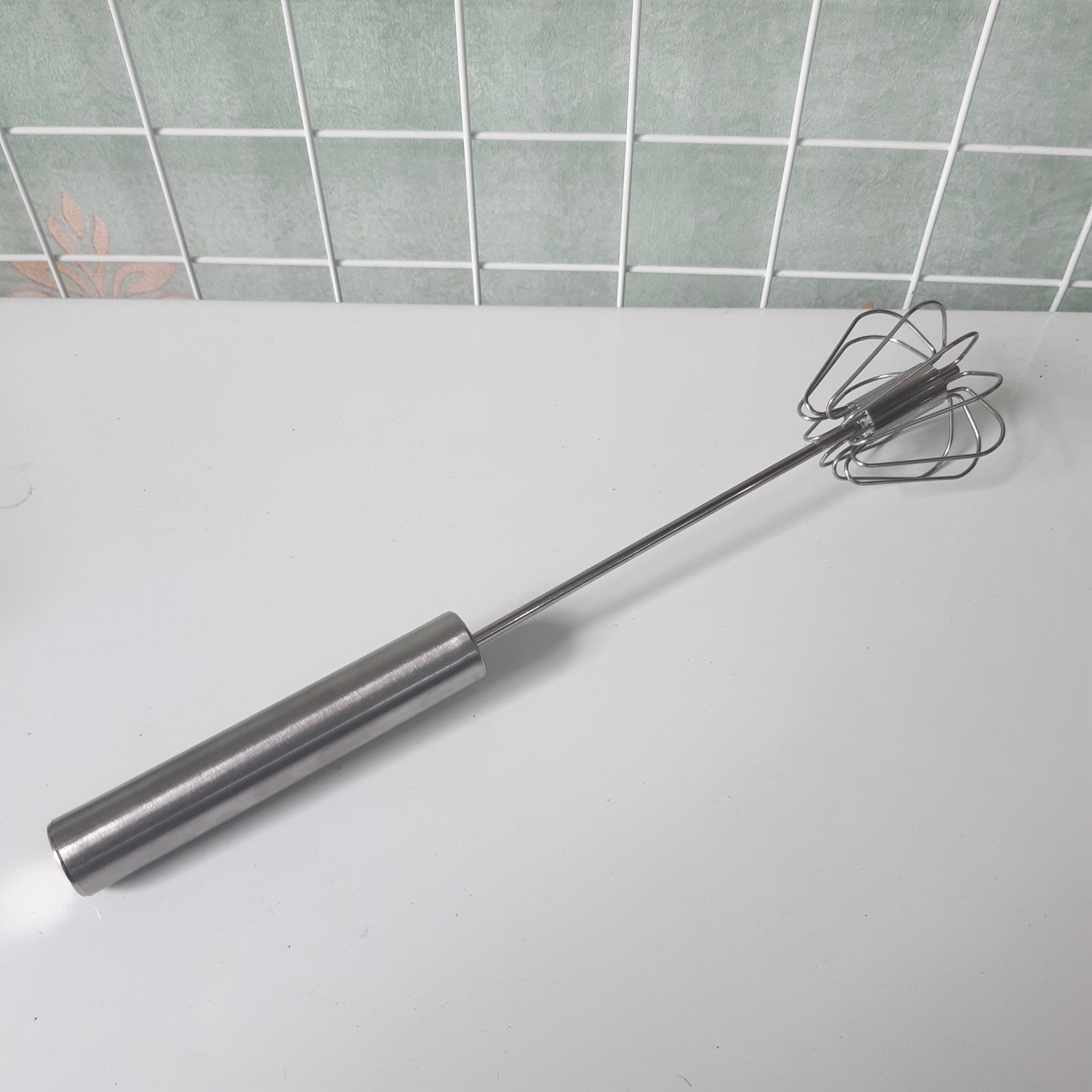 Cây đánh trứng Inox tự xoay tiện lợi dài 25cm