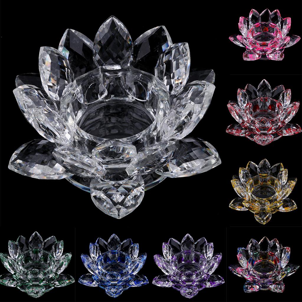 WHITE CRYSTAL LOTUS FLOWERS ORNAMENT WITH GIFT BOX CRAFT HOME DECORS 12CM