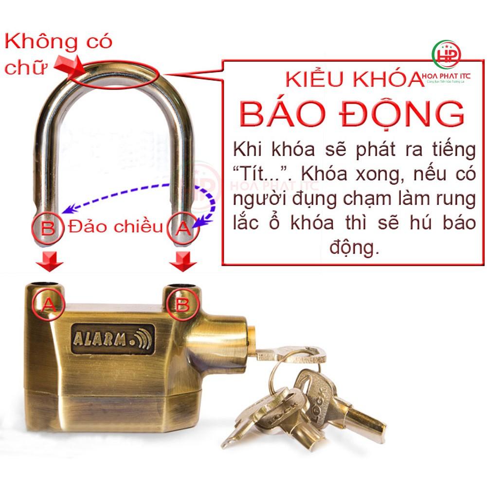 Ổ khóa chống trộm hai lõi Alarm k-8325 có còi hú - Hàng chính hãng