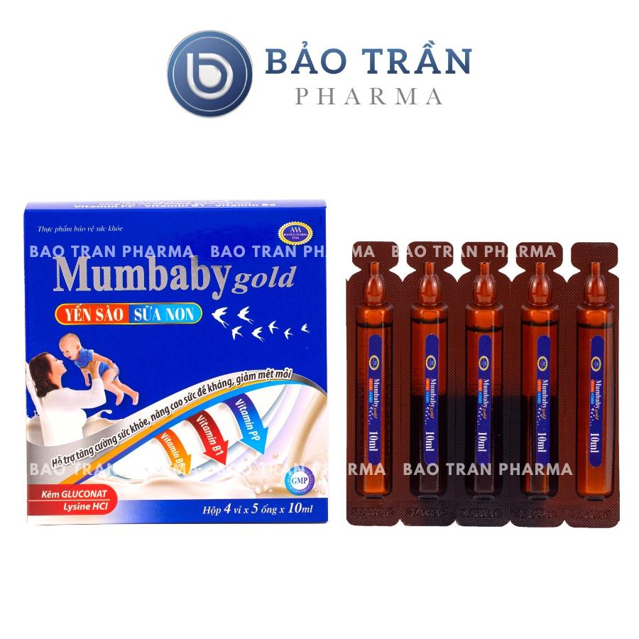 Yến sào sữa non Mumbaby gold hỗ trợ tăng sức đề kháng cho bé, bổ sung canxi, lysine, kẽm ( Hộp/ 20 ống)