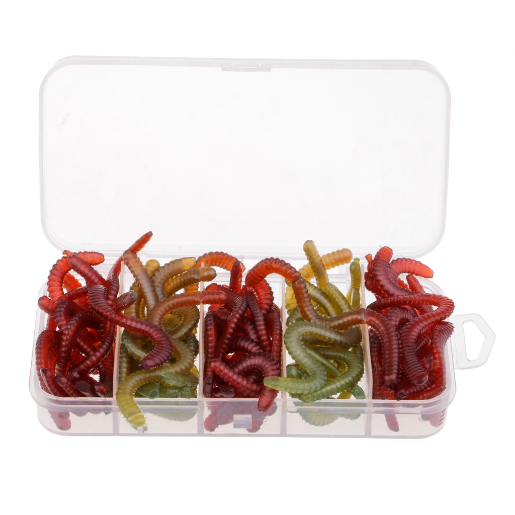 50pcs Bionic Worm Lures Soft Fishing Lure Earthworm Lure Crankbait