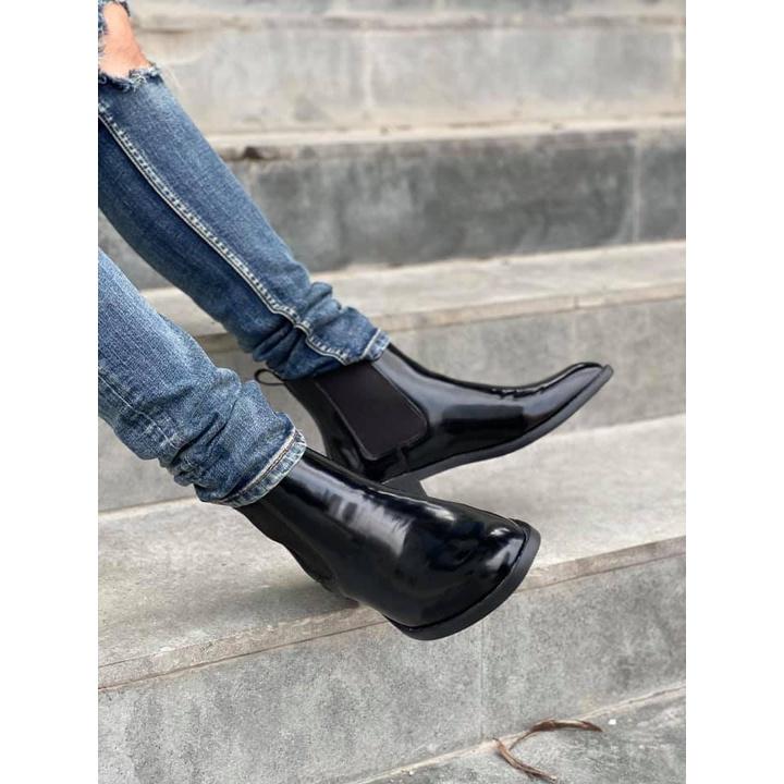 Hàng cao cấp Giày Chelsea Boot nam da bò tấm cao cấp, giày boot đế cao su khâu chắc chắn