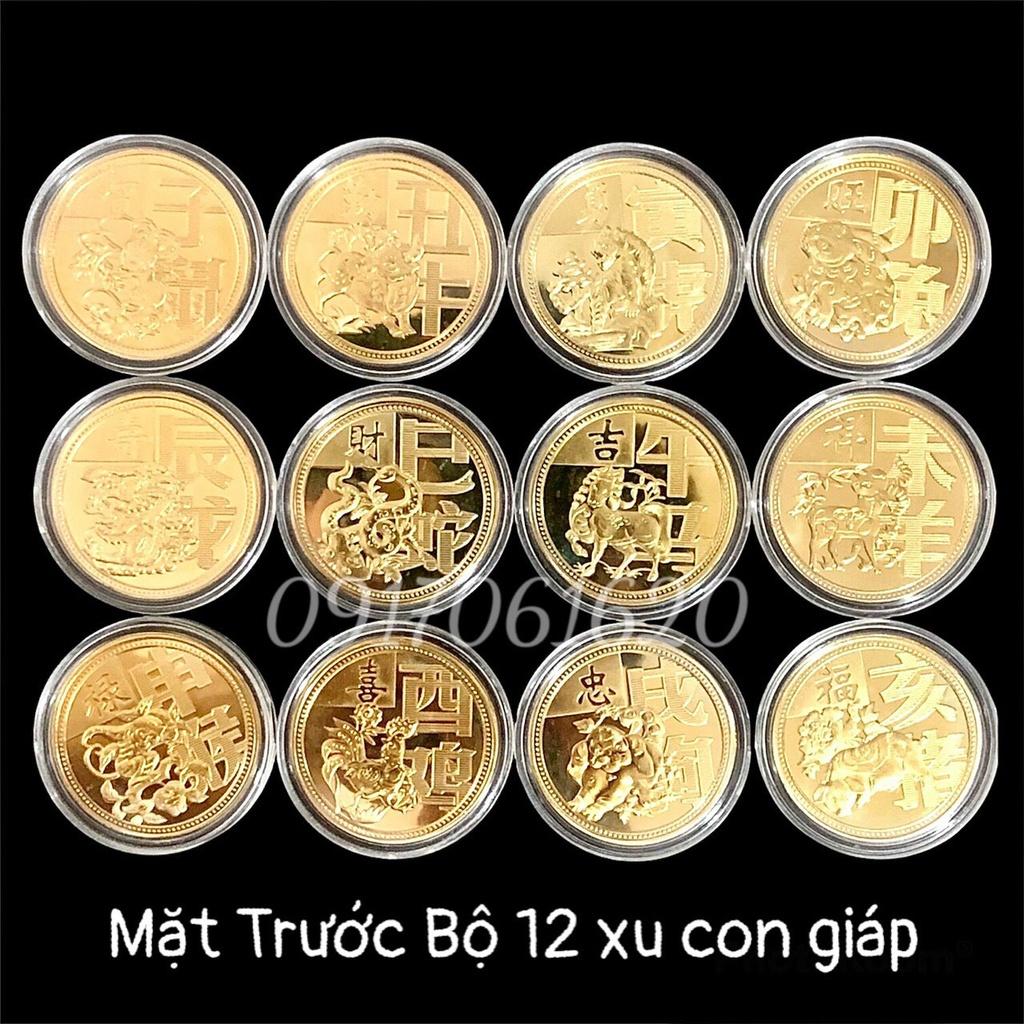 Bộ 12 Đồng Xu 12 Con Giáp Đài Loan Phong Thủy May Mắn