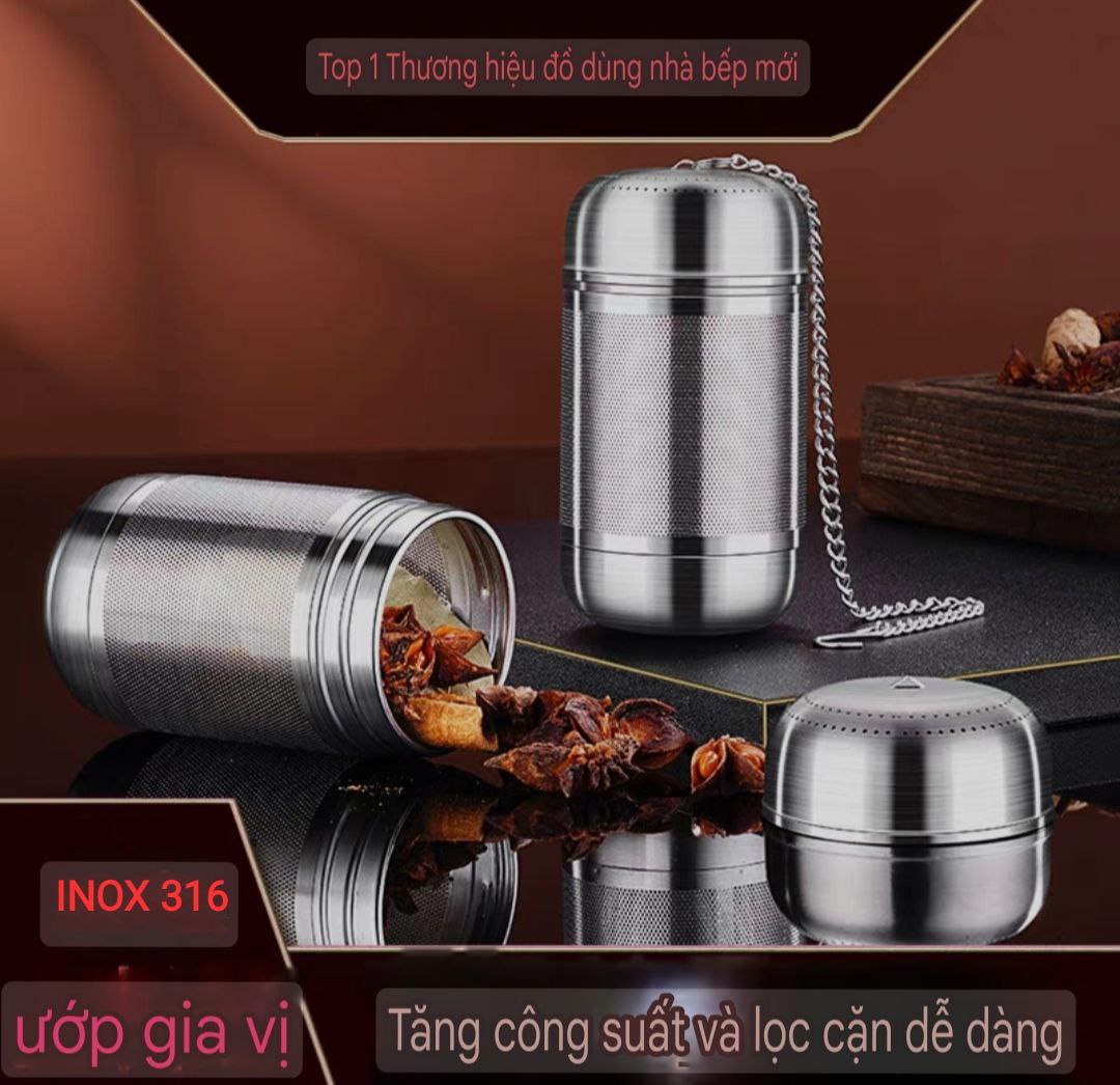 Quả Lọc Trà Inox SUS 316L Quả Lọc Trà Gia Vị Thảo Quả Lỗ Lọc Siêu Mịn Kháng Khuẩn Công Nghệ CNC Cao Cấp