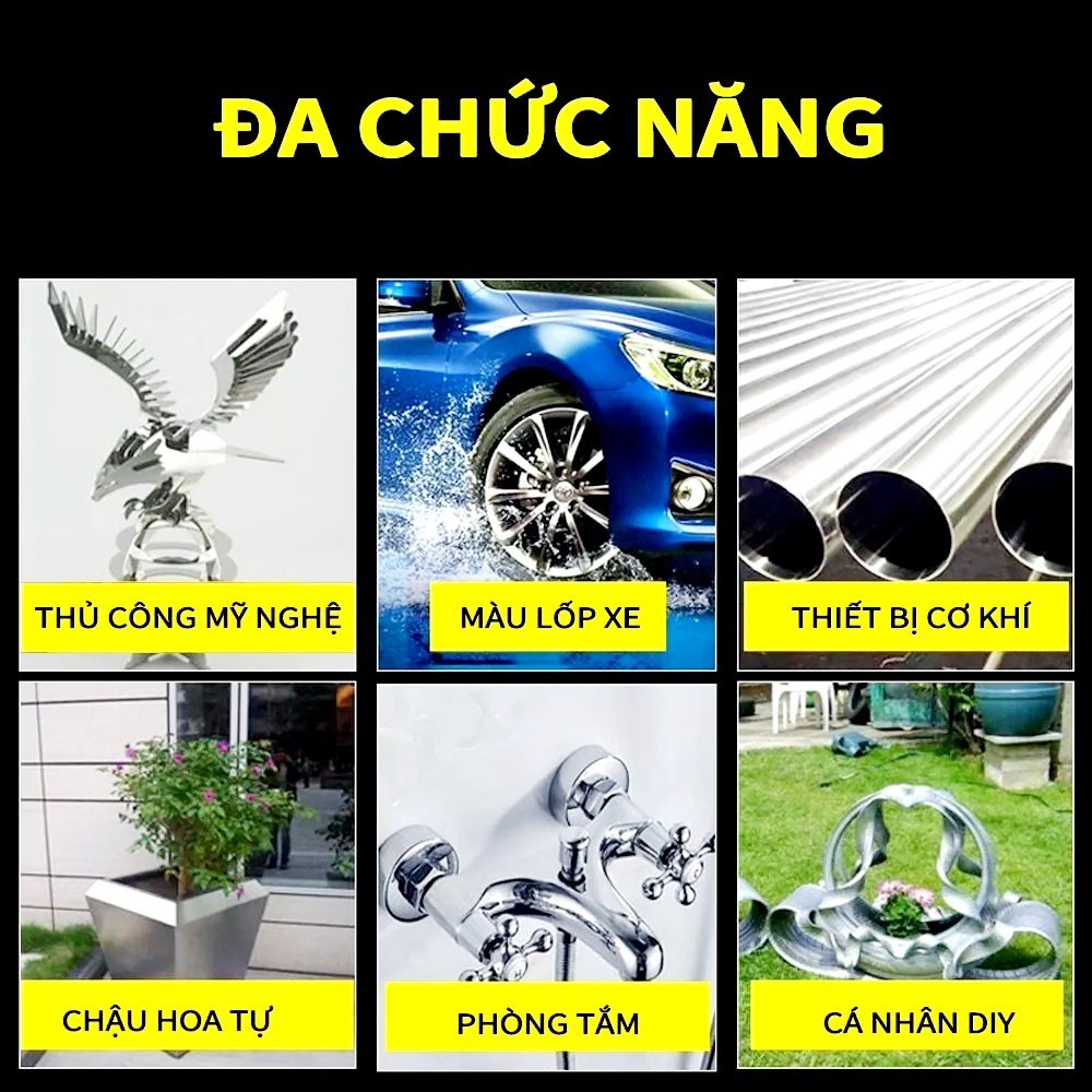 Chai Xịt Sơn Bạc Mạ Crom Sáng Bóng STAINLESS STEEL 350ml | Làm Mới Đồ Vật, Bám Dính Tốt, Khô Nhanh