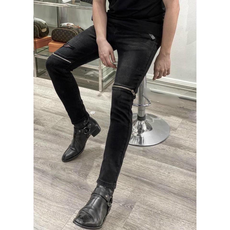 QUẦN JEAN RÁCH MIX KHÓA ZIP GỐI