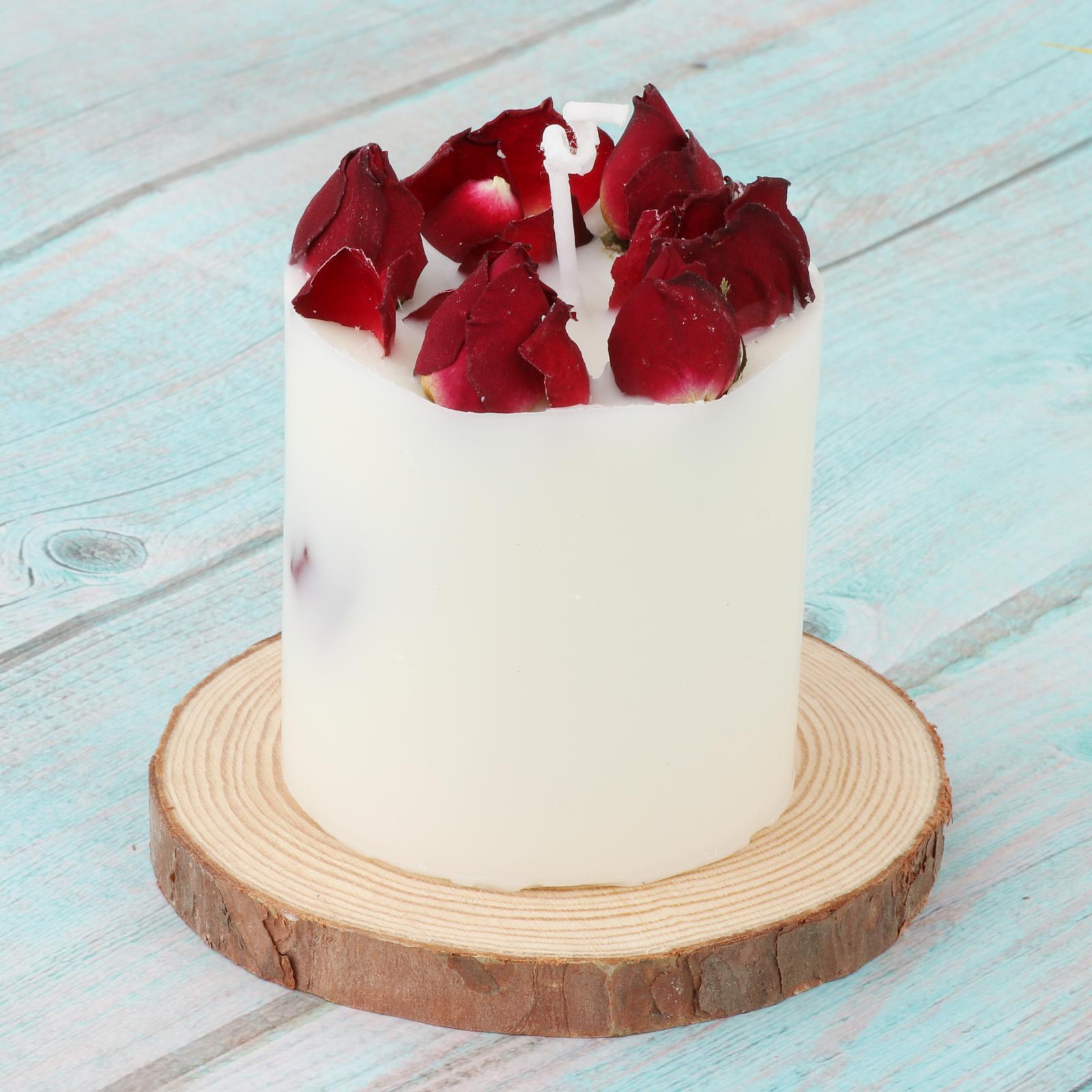 Dry Flowers Candle, True Rose Scented Candles Long Burning Tealight Candles Gift for Women Birthday