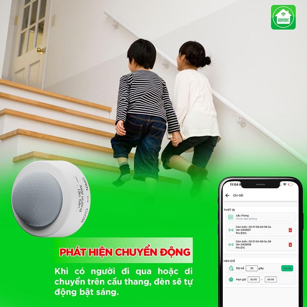 Cảm Biến Cầu Thang Hunonic ST02, Cảm Biến Điều Khiển Công Tắc Thông Minh Bật Đèn Cầu Thang - HNST02 - BLE Wifi