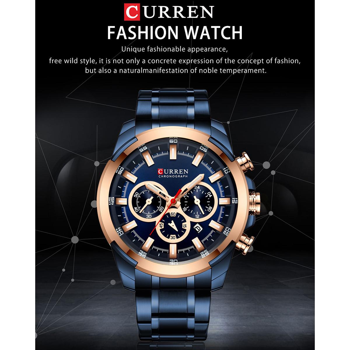 Đồng hồ đeo tay Quartz Man CURREN 8361 dành cho nam Đồng hồ có lịch chỉ ngày dạ quang chống thấm nước