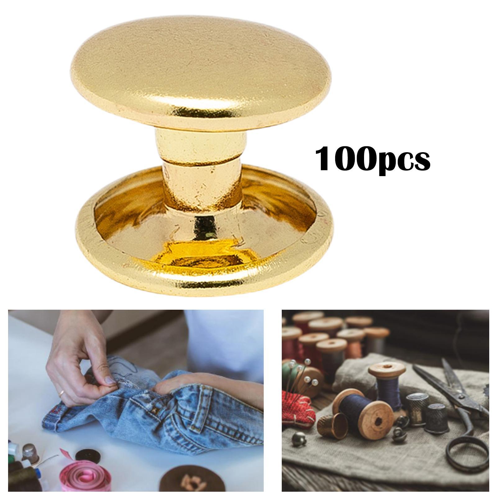 100Pcs Pure Brass Screw Rivets Double Caps Decorative Button Studs for Shoes Bag