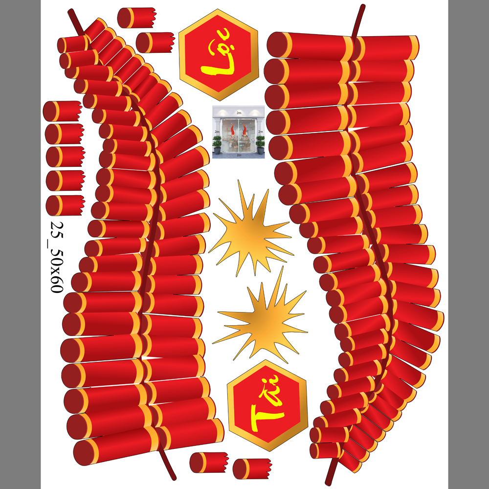 Decal trang trí tết xuân 2020 combo số 10