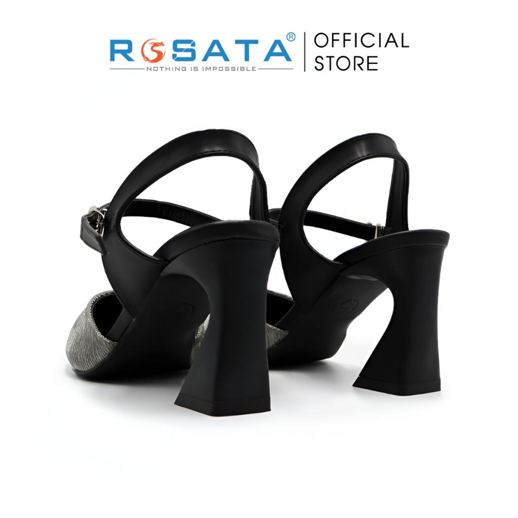 Giày cao gót nữ ROSATA RO511 mũi nhọn êm chân quai hậu cài khóa dây mảnh gót cao 7cm xuất xứ Việt Nam