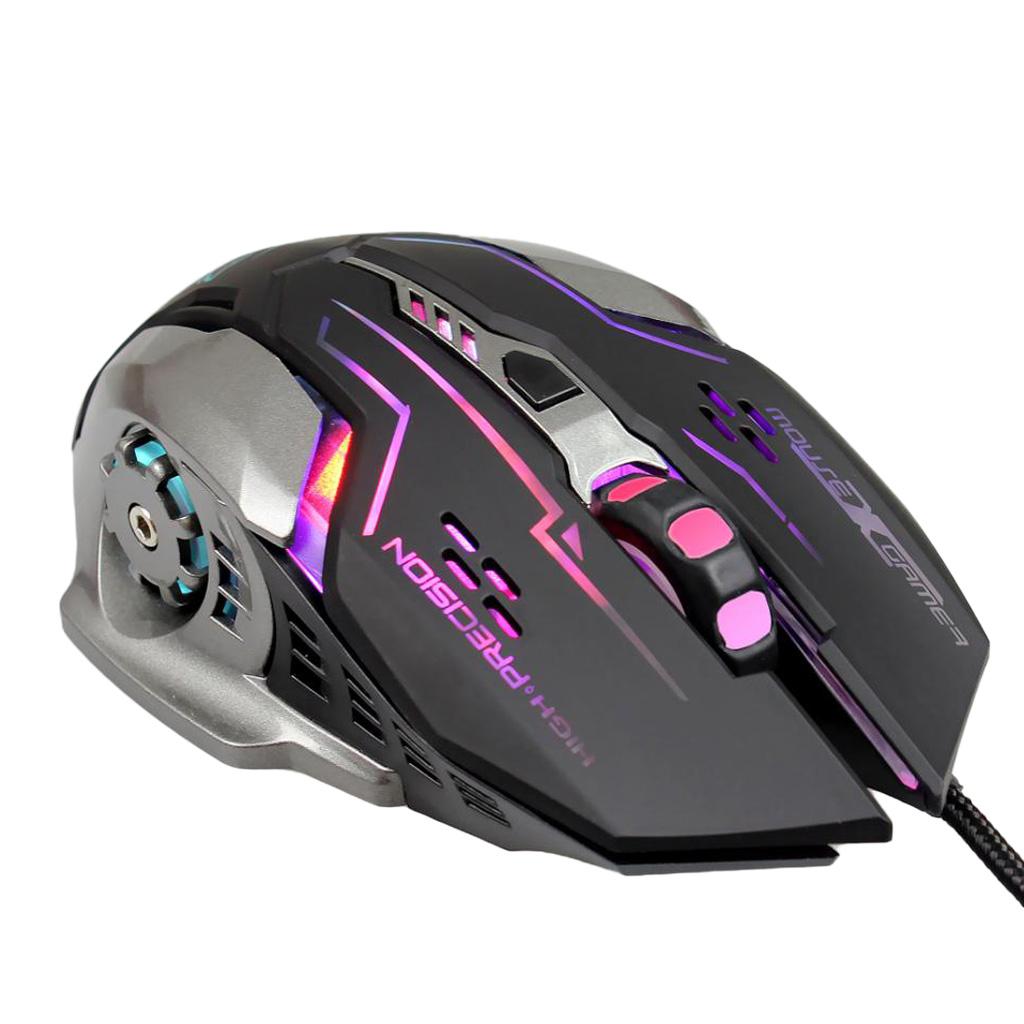 USB Wired Mouse Gaming Mice, 6 Buttons LED Backlit Colorful Light, with Scroll