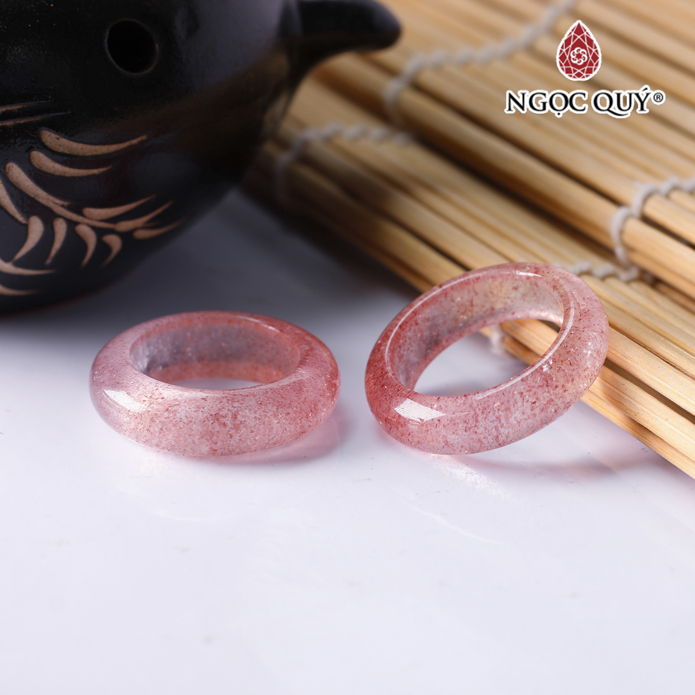 Nhẫn thạch anh dâu đỏ đường kính trong 17mm mệnh hỏa, thổ - Ngọc Quý Gemstones