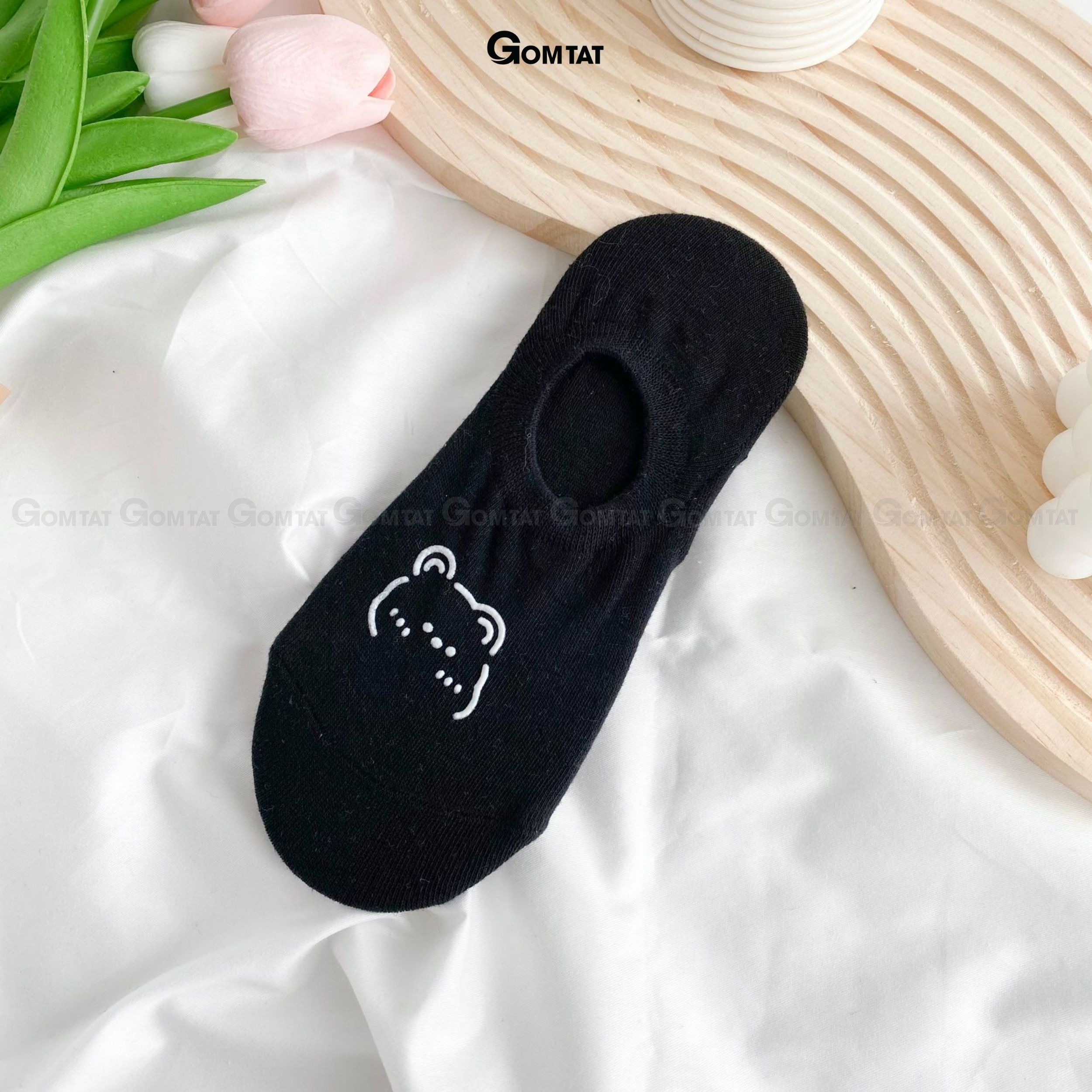 Tất lười nữ mùa hè họa tiết gấu cute, vớ mang giày búp bê chất liệu cotton mềm mại, thoáng khí - HAIGAU-UYE-7009-1DOI