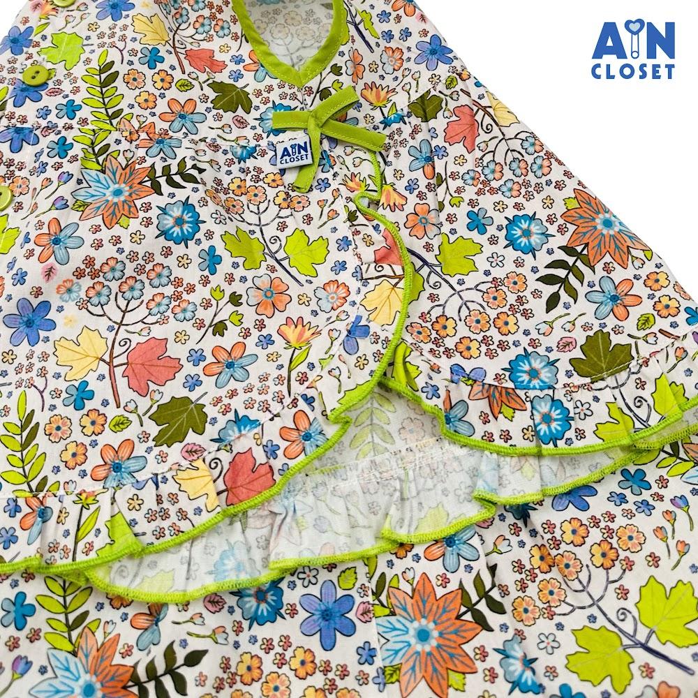 Bộ quần áo Ngắn bé gái họa tiết Lá Phong Xanh Cotton - AICDBGGEDOOT - AIN Closet