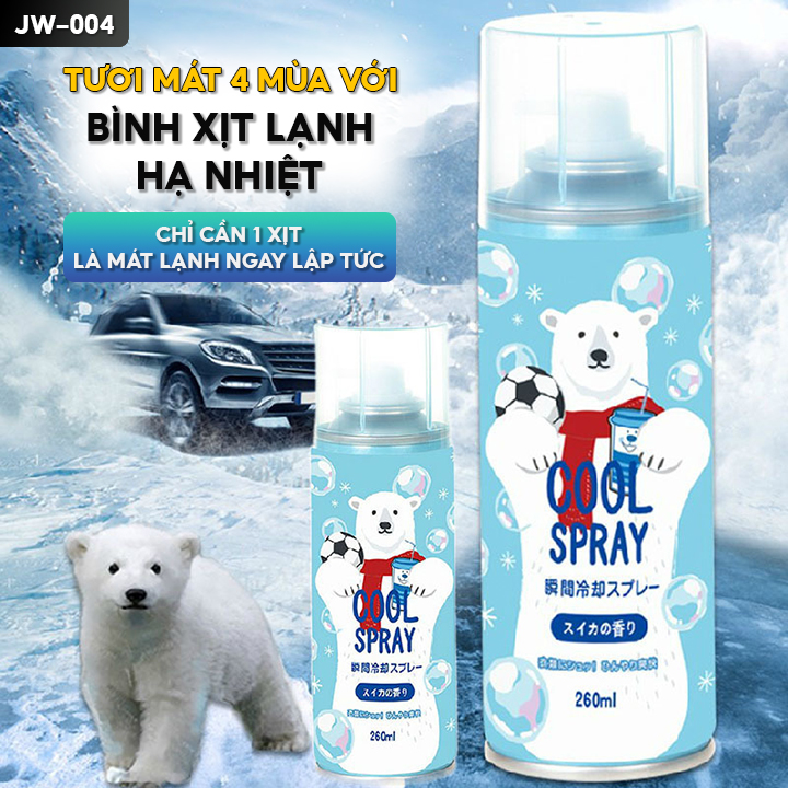 Bình Xịt Làm Mát Nội Thất Ô Tô Chai Xịt Giảm Nhiệt Tức Thì Dung Tích 260ml JW-001 JW-004 JW-005