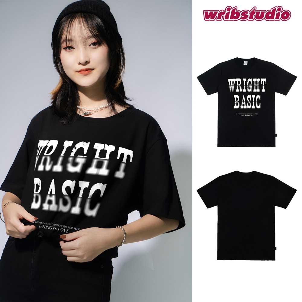 Áo thun đen basic đơn giản phong cách retro sang chảnh wrib falling in love