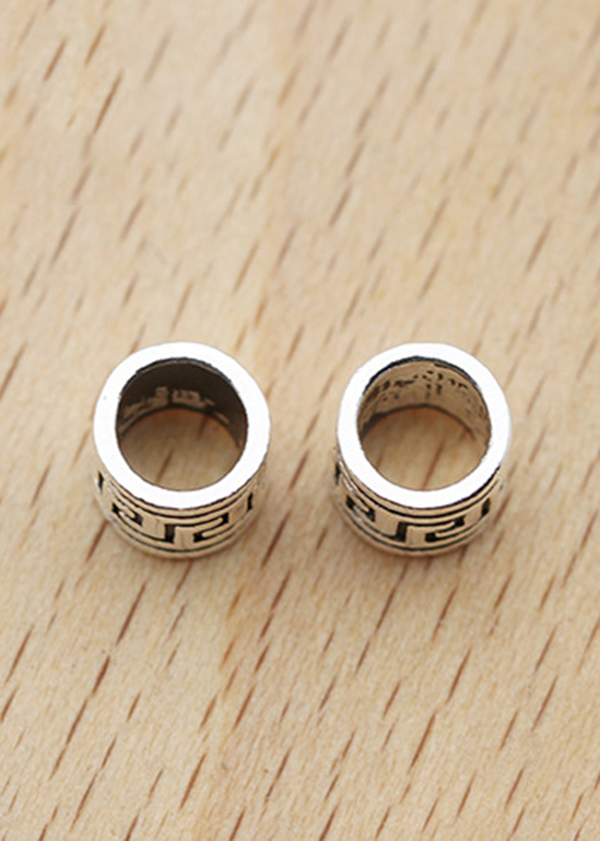 Combo 3 cái charm bạc chặn hạt họa tiết hoa văn - Ngọc Quý Gemstones