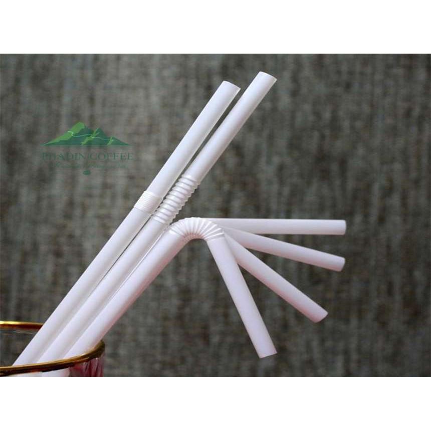 Bịch 70 ống hút nhựa bẻ cong phi 6 màu trắng