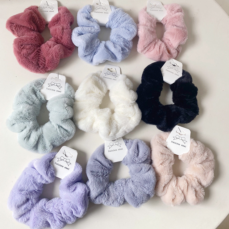 Cột tóc scrunchies trơn lông mềm mịn thu đông sắc màu đẹp Hàn Quốc Tatitava