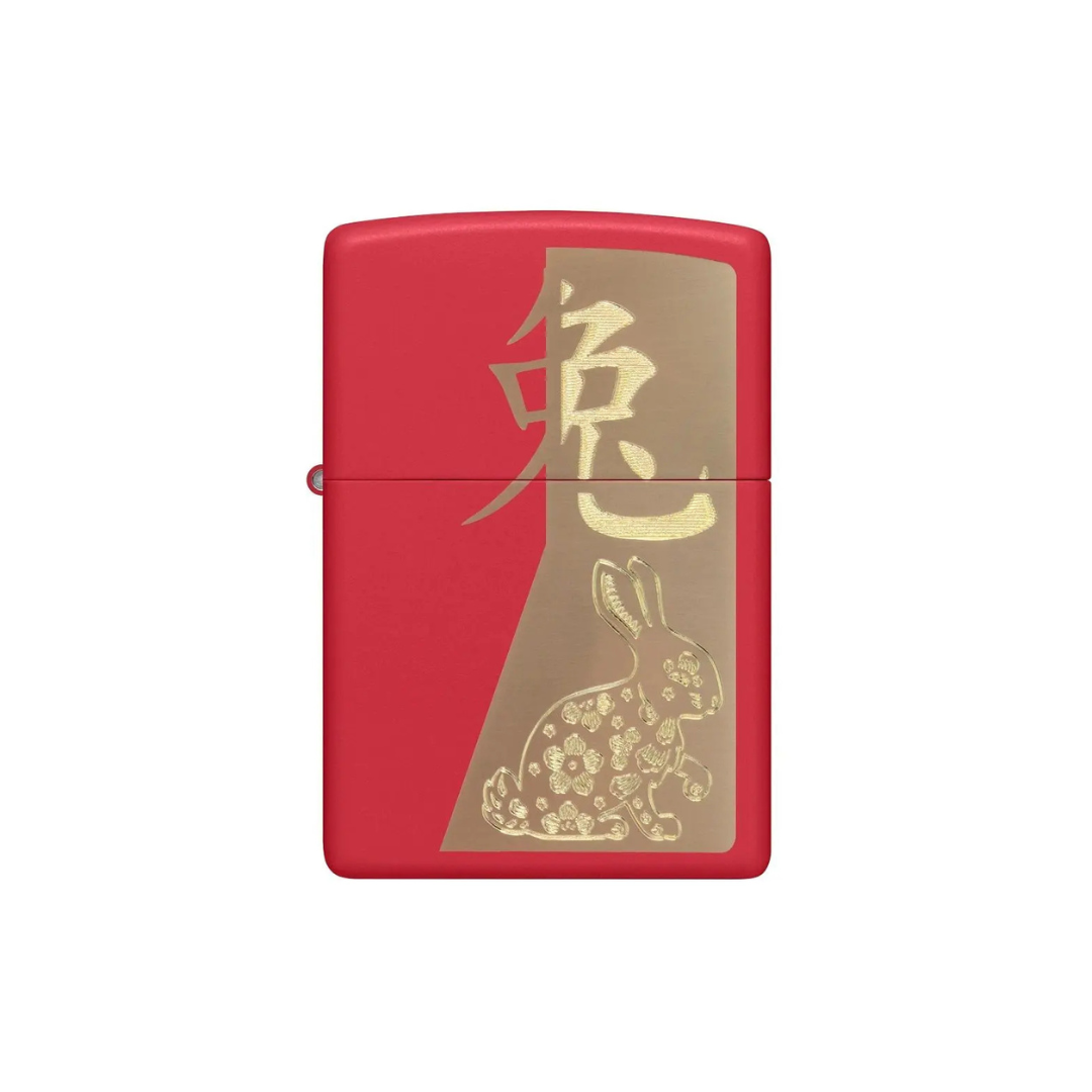 Bật Lửa Zippo Year of the Rabbit 2023 Chính Hãng - Zippo 12 Con Giáp Tuổi Mão Màu Đỏ May Mắn