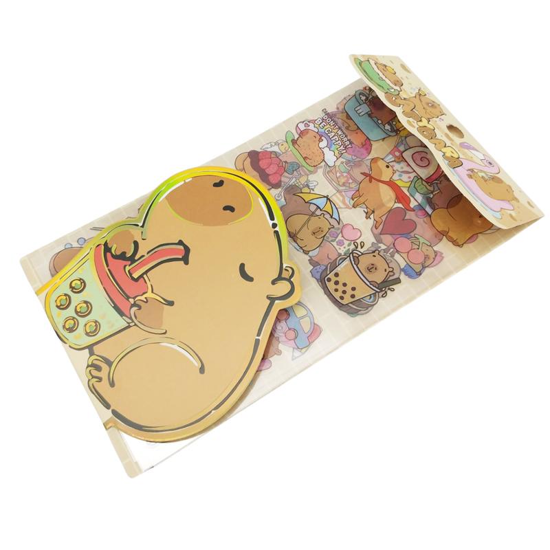 Bộ 4 Tờ Sticker Capybara Vui Nhộn - WanLongDa 2113 (Mẫu Bao Bì Giao Ngẫu Nhiên)