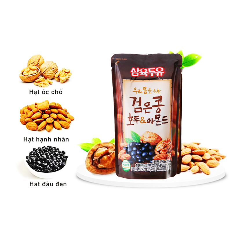 Xách sữa đậu đen óc chó hạnh nhân Sahmyook Hàn Quốc 20 gói*190ml