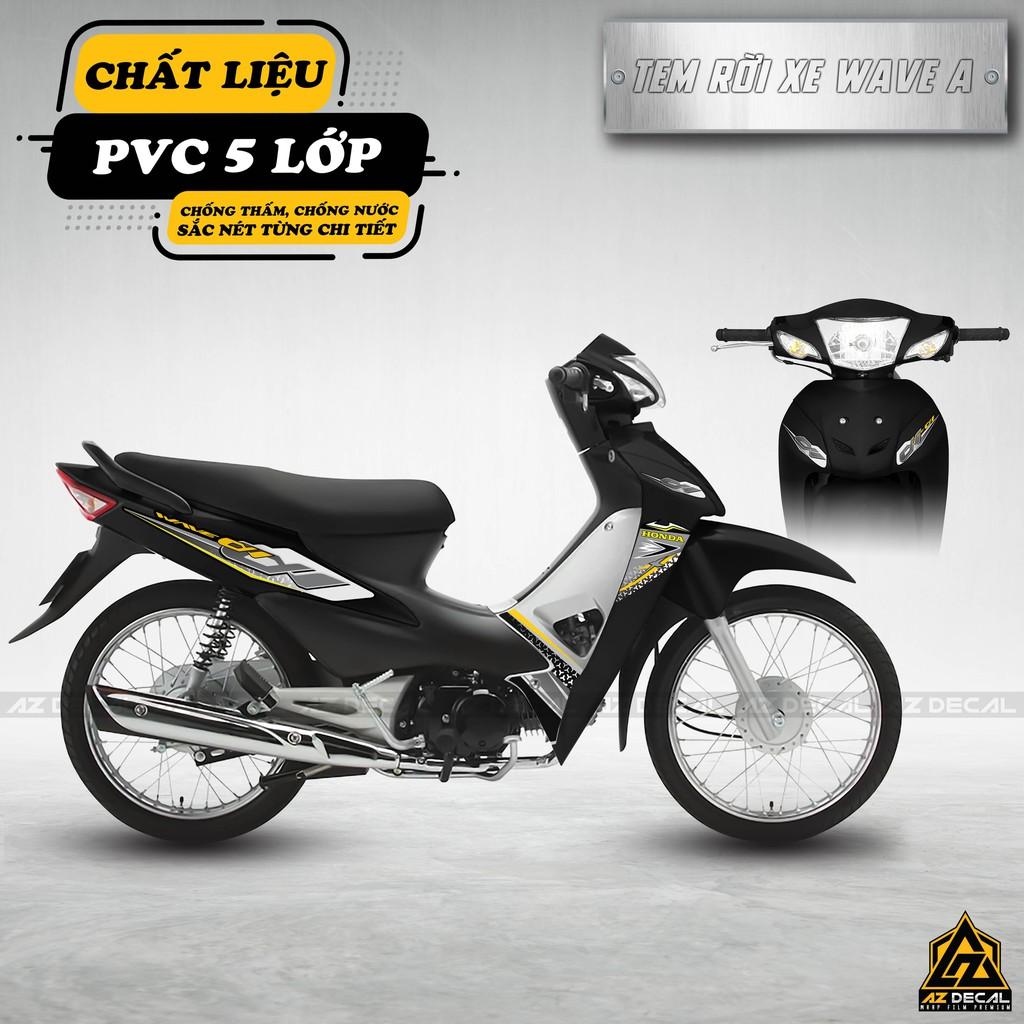 Tem Rời Xe Wave A Pattern Vàng Xám | WA05 | Decal Chế Dán Wave Alpha 110 100 Cao Cấp Chống Bay Màu, Chống Nước - 2017 - 2021