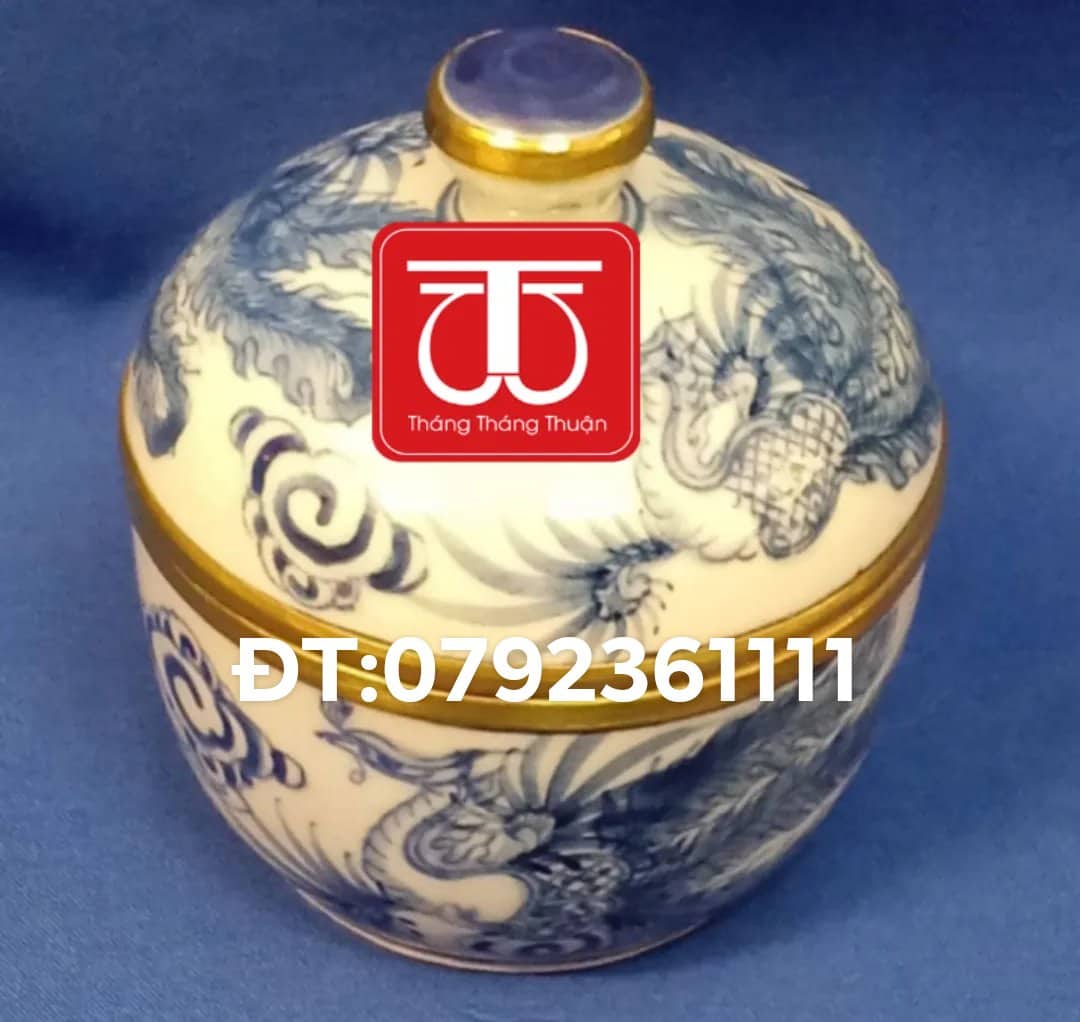 BÁT NƯỚC BỊT ĐỒNG VẼ PHƯỢNG ĐK9CM CAO 10CM
