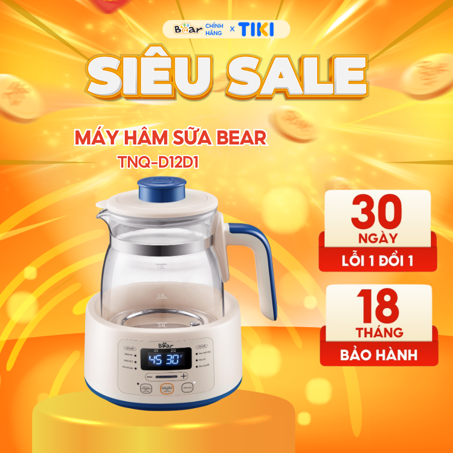 Máy Đun Nước Đa Năng Bear D12D1 Hâm Sữa Thông Minh Khử Clo Pha Sữa An Toàn Cho Bé Bản Tiếng Việt Dễ Dàng Sử Dụng