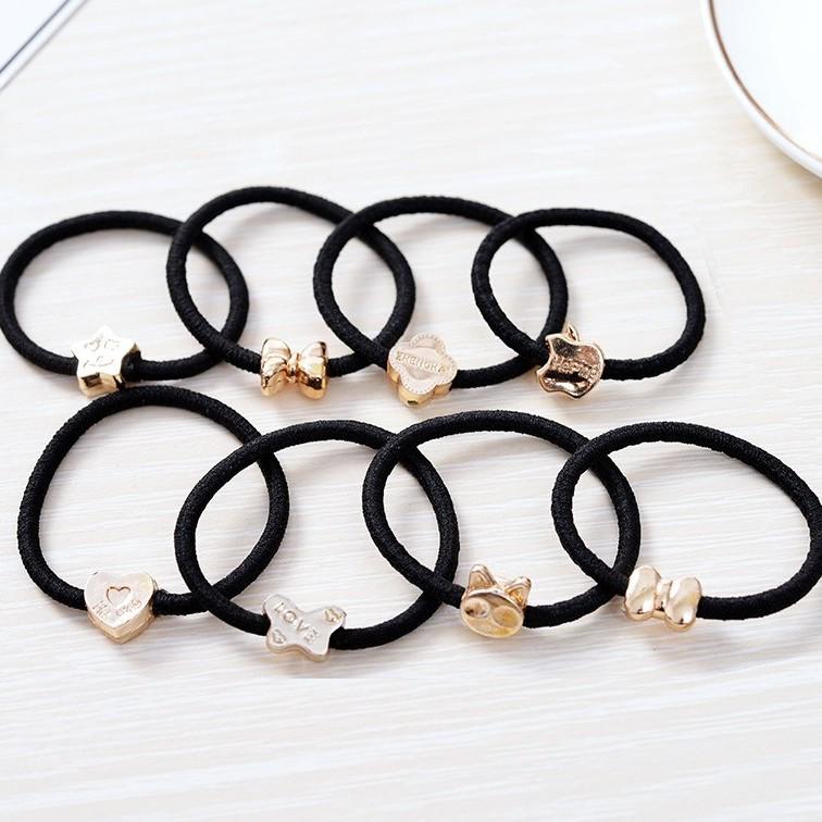 Set 2 sợi Thun cột tóc 1K, dây thun buộc tóc nhiều mẫu 1K