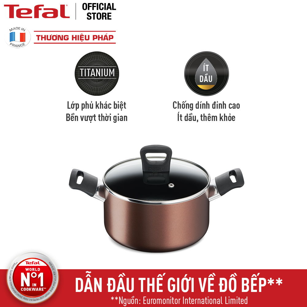 Nồi chống dính đáy từ Tefal Day by Day 20cm, dùng cho mọi loại bếp- Hàng chính hãng