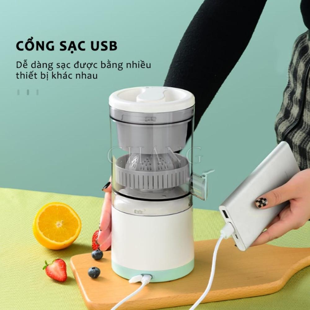 Máy vắt cam tự động, máy ép cam, ép hoa quả đa năng dung tích 400ml, pin sạc USB 1300Mah tiện dụng, bảo hành 12 tháng