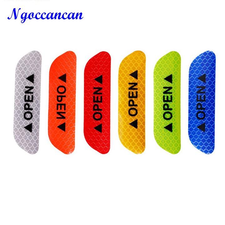 Bộ 4 Tem Dán Phản Quang Mở Cửa Ô Tô Xe Hơi