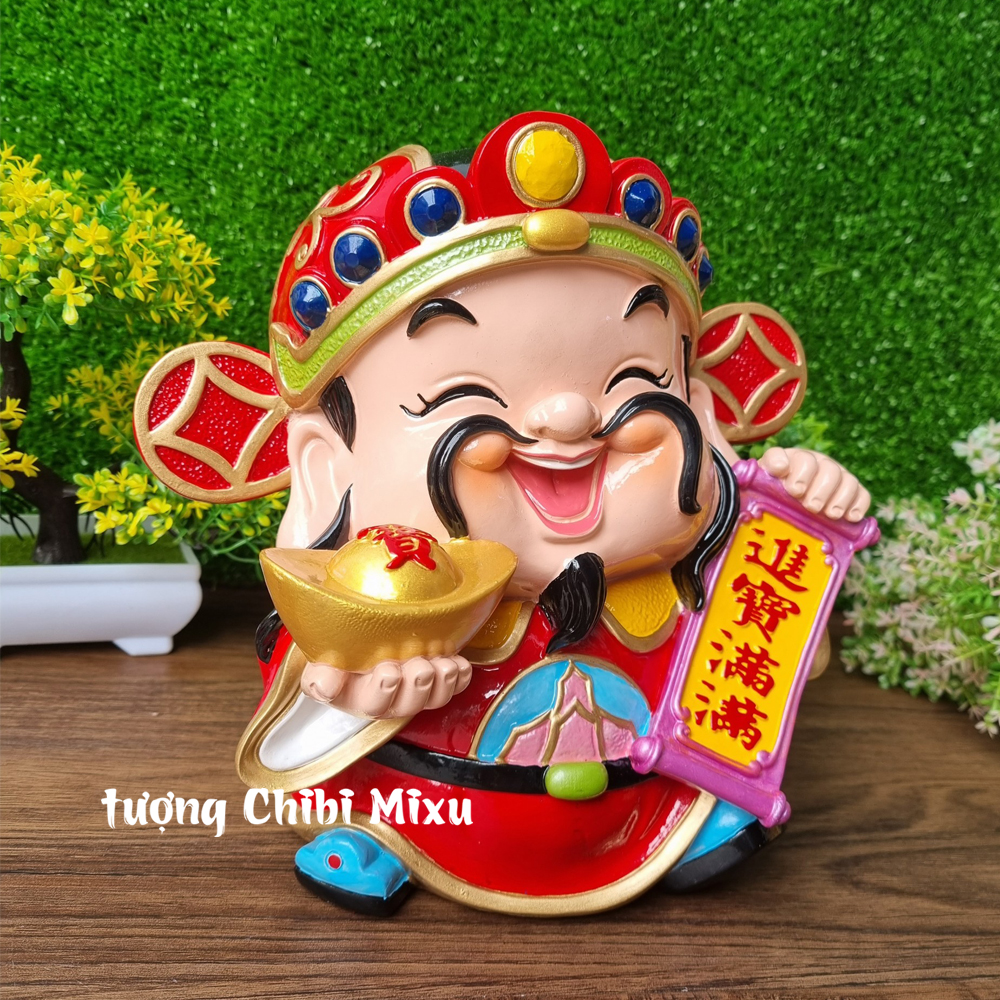 Tượng Thần Tài 22.5cm mẫu thỏi vàng Chiêu Tài Tấn Lộc