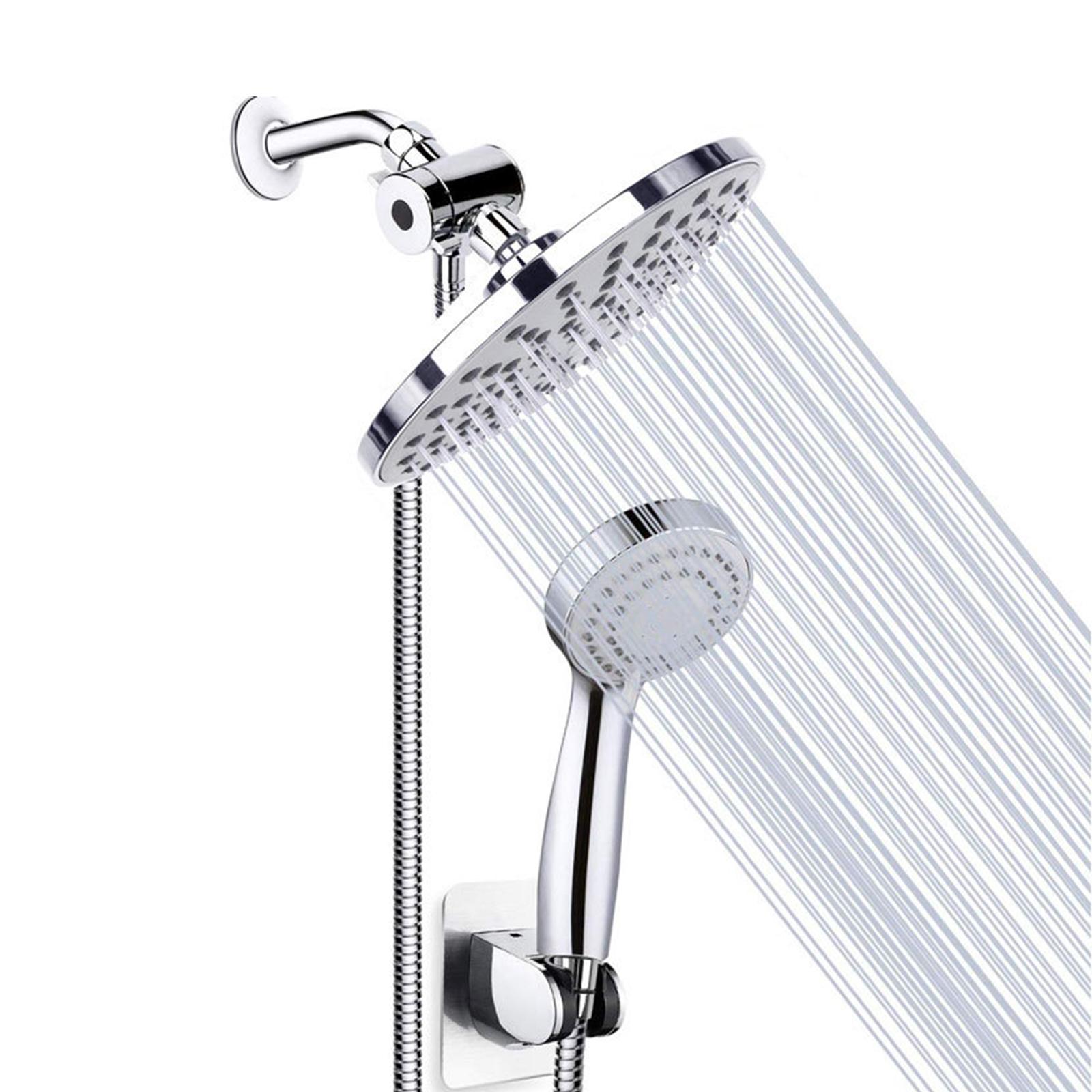 Rain Showerhead and Handheld Showerhead Hose Bracket 3-Way Splitter Polished Chrome High Pressure Shower Head Combo