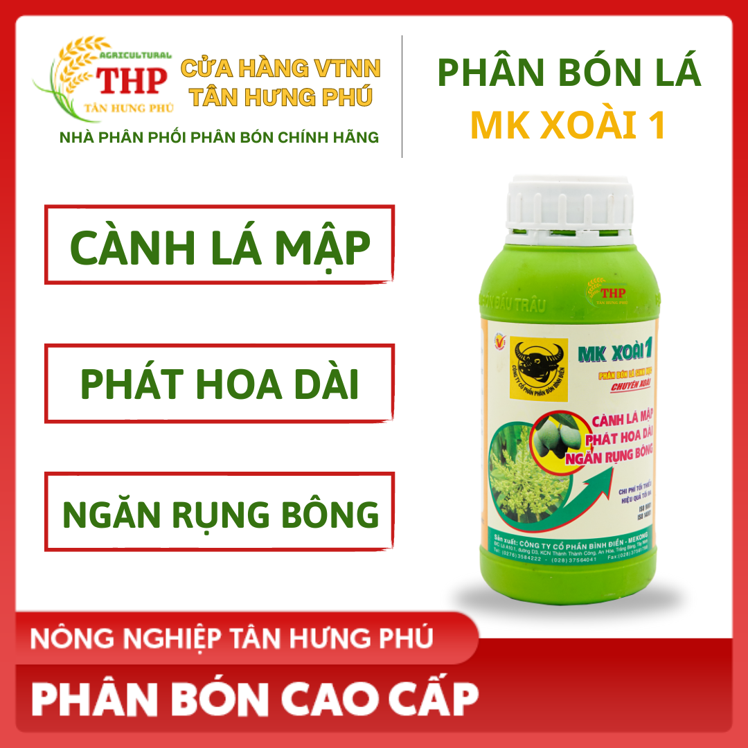 Phân Bón Đầu Trâu MK Xoài 1 (10-3-2) | Phân bón cho cây Xoài | chai 500ml