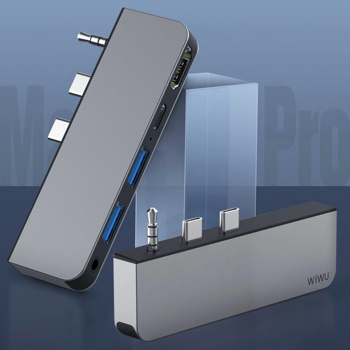 WIWU Alpha M X Pro 5 Trong 1 USB 3.0 x2 + HDMI + Giắc Cắm Âm Thanh 3,5mm + Ổ Cắm HUB Đa Chức Năng Type-C / USB-C - Hàng Chính Hãng